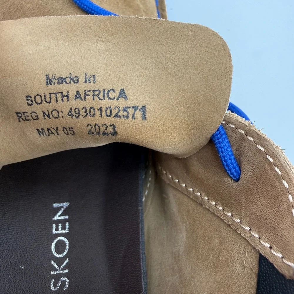 Veldskoen Heritage J-Bay Tan Suede Blue Sole Chukka Boots Mens 8 Womens 10 EU 41